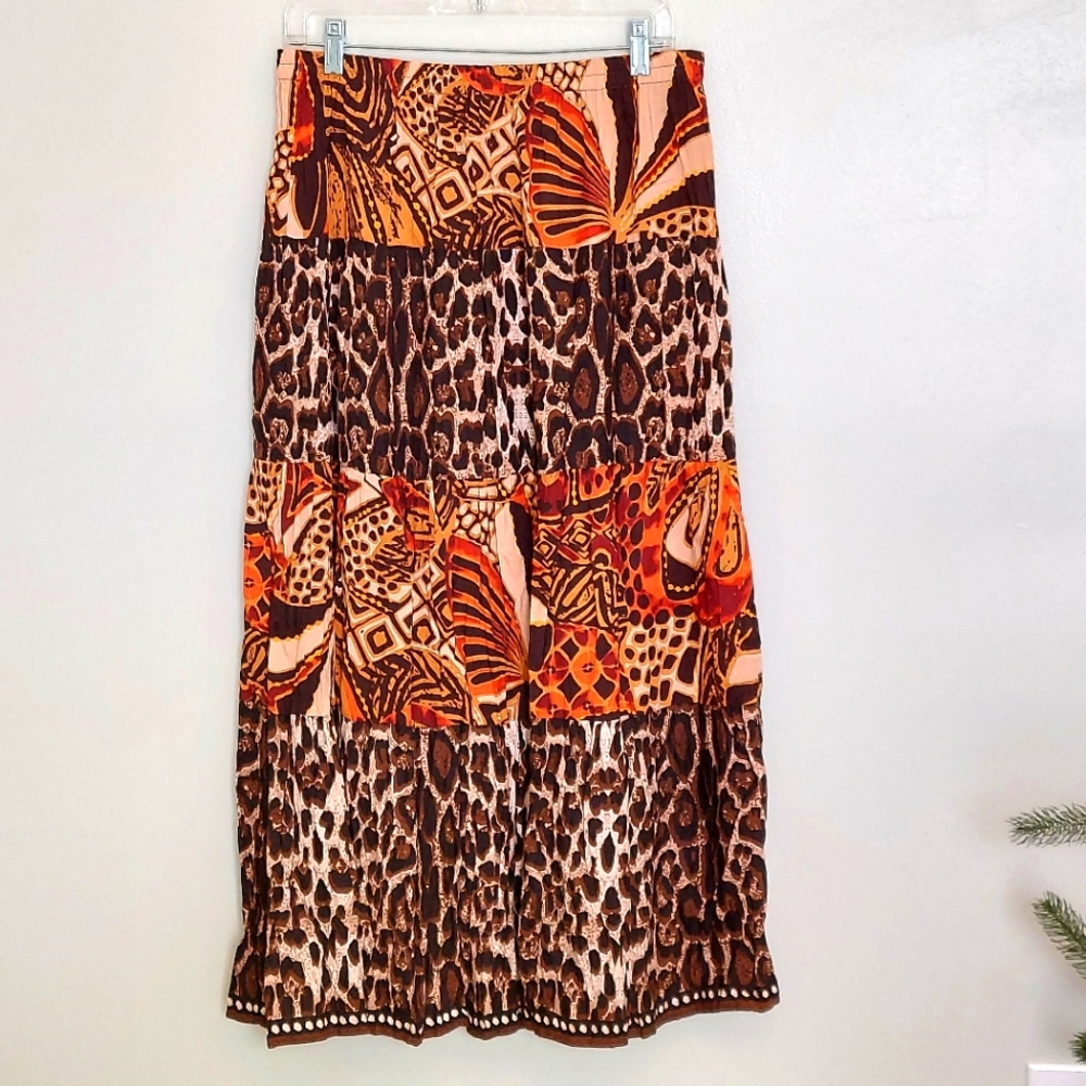 Choices animal print maxi skirt multi brown orange color Size Large